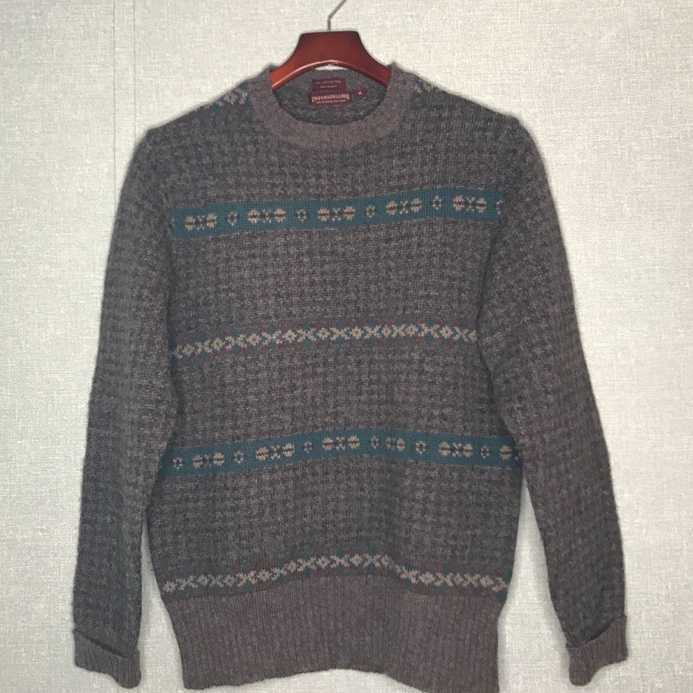 Vintage Chaps Ralph Lauren 100% Shetland Wool Men’s Crew Neck Sweater